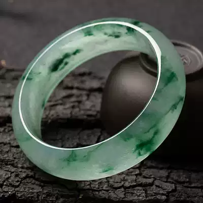 Myanmar rough jadeite translucent smooth shiny high ice jadeite bracelet Jade bracelet Ice seed waxy seed Ice glutinous seed style
