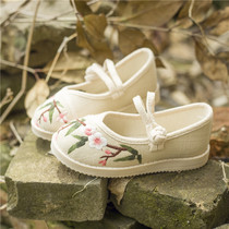 Hanfu embroidered shoes girls old Beijing handmade cloth shoes ethnic style dance shoes antique embroidery shoes beef tendon bottom childrens shoes
