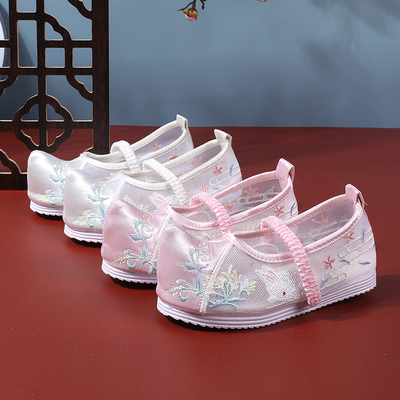 Children's net shoes summer girls old Beijing cloth shoes Chinese style baby embroidered Hanfu shoes ethnic style embroidered children's shoes