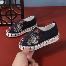 Old Beijing childrens shoes boys handmade cloth shoes childrens embroidered shoes thousand-layer bottom breathable casual shoes ethnic style dance shoes