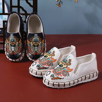 Childrens embroidered shoes Old Beijing handmade cloth shoes Ethnic style boys layered bottom Hanfu shoes Chinese style ancient costume childrens shoes