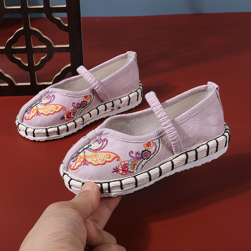 Old Beijing handmade Melaleuca bottom cloth shoes girls national style baby embroidered shoes national style costume children's student cloth shoes