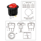 Водонепроницаемый переключатель, круглая красная кнопка, 250v, 20мм