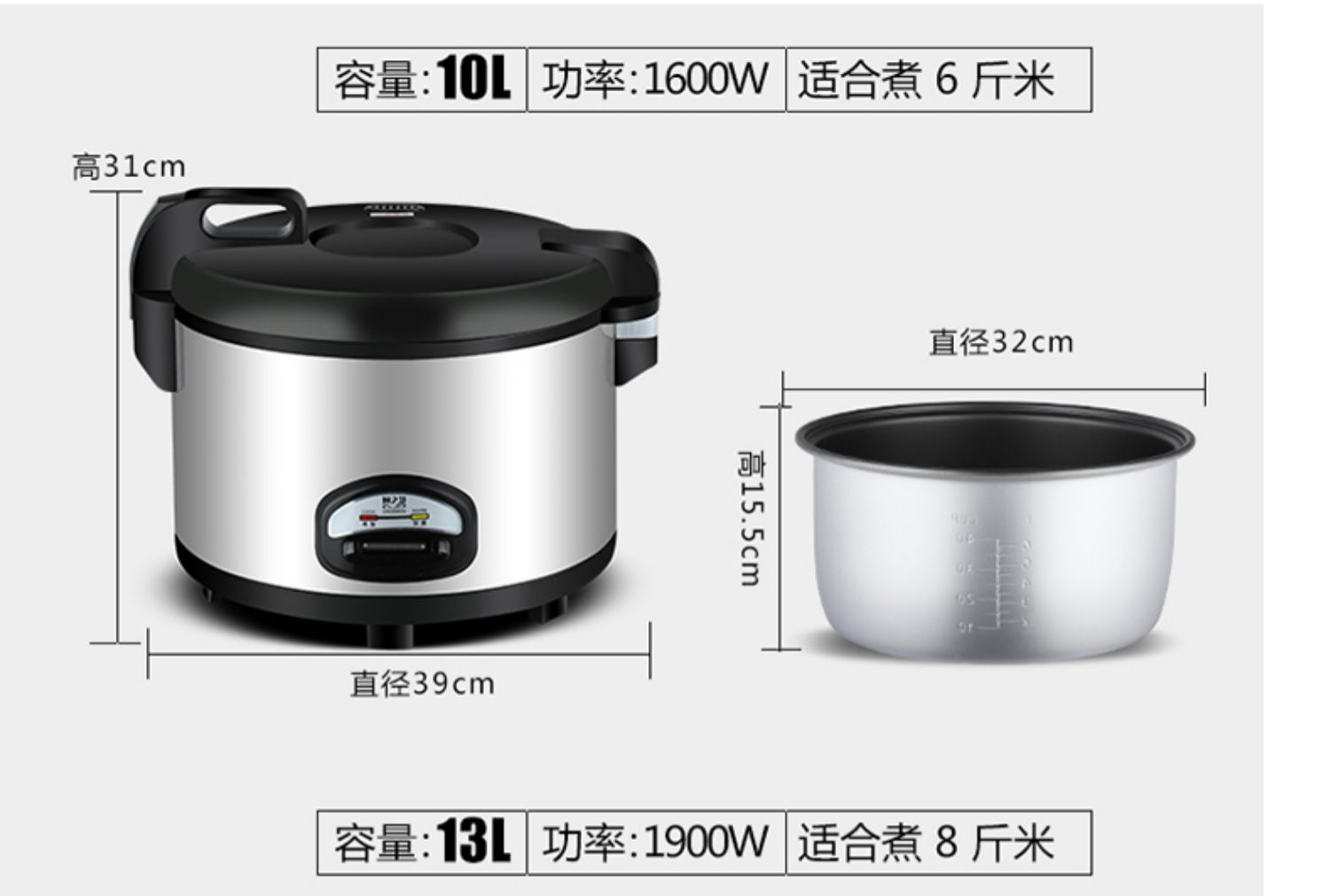 厨之慧 商用电饭煲10L15-20-30人酒店食堂大电饭锅大容量西施煲商品详情图