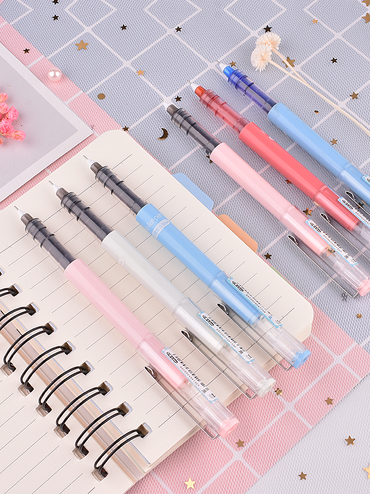 Baixue straight liquid water-based ballpoint pen needle-type replaceable ink sac refill for students with cute creative ins simple neutral pen 0 5mm signature pen 0 38mm black red blue large capacity easy to write