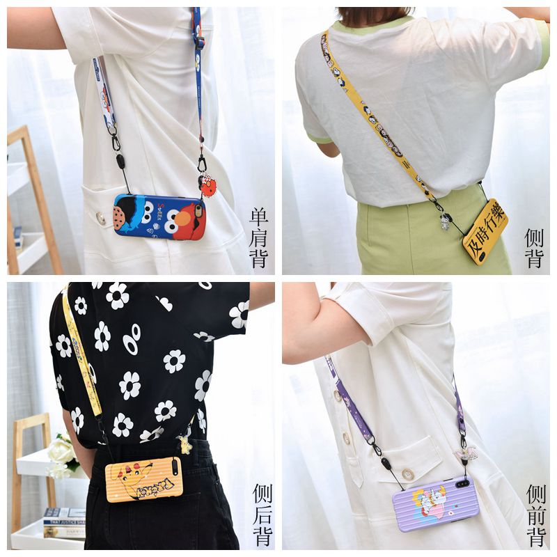 Mobile phone hanging rope inclined cross holding baby bag hanging neck adjustable size long bag chain small pendant cartoon mobile phone rope universal