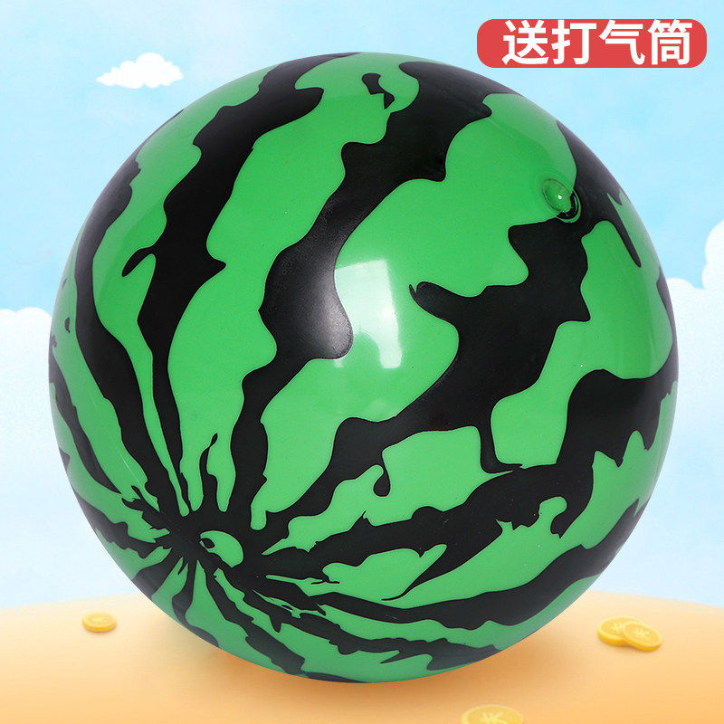 西瓜小皮球兒童幼兒園充氣彈力拍拍球類球大號皮球兒童手柄玩具