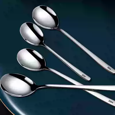 Spoon Korean stainless steel rice spoon Household adult thickened large long-handled meal spoon Children's small soup spoon creative and cute