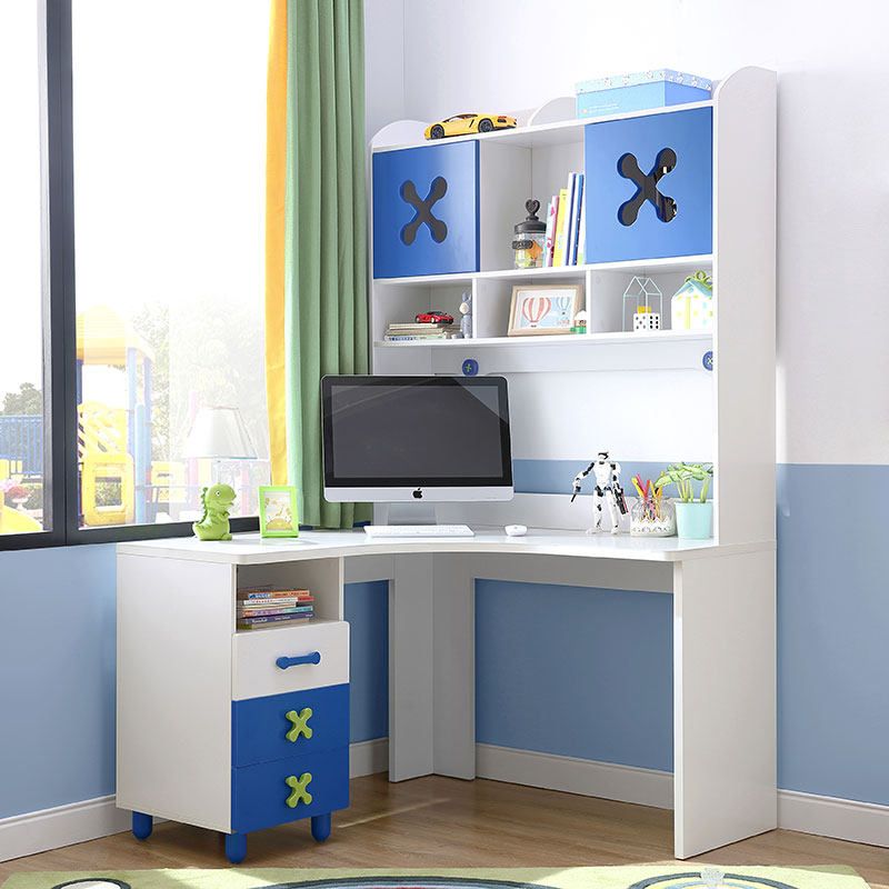 Lin Wood Children's Learning Desk Bookcase Combination Elementary School Desk Boys Home Desk Chair Set DR