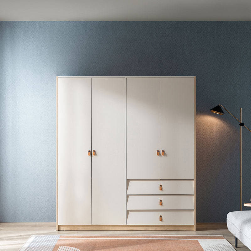 Lin's Home Brief About Four Doors Wardrobe Home Bedroom Ramen Style With Drawer Big Closet Lin's Wood Industry FT1D-Taobao