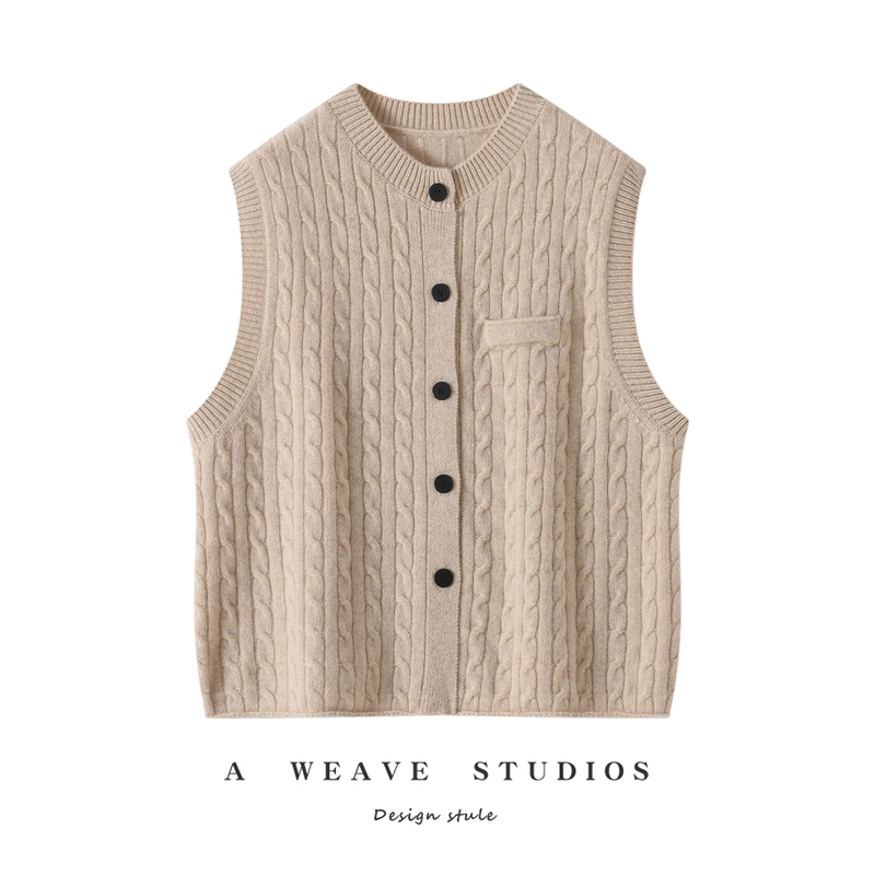 2026 Autumn and Winter New Cashmere Vest for Women, Round Neck Sleeveless Vest, Loose Slimming Versatile Knitted Cardigan Jacket 2026 Autumn and Winter New Cashmere Vest for Women, Round Neck Sleeveless Vest, Loose Slimming Versatile Knitted Cardigan Jacket