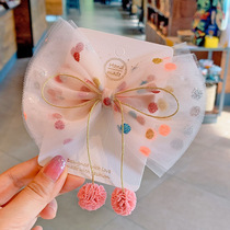 Childrens hair accessories clip Korean Princess baby super fairy big bow yarn hairpin Little girl hair card girl headdress