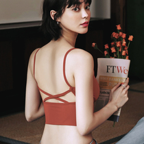 Black small camisole womens summer with chest pad net red explosion wild beauty back underwear closed belly wear base