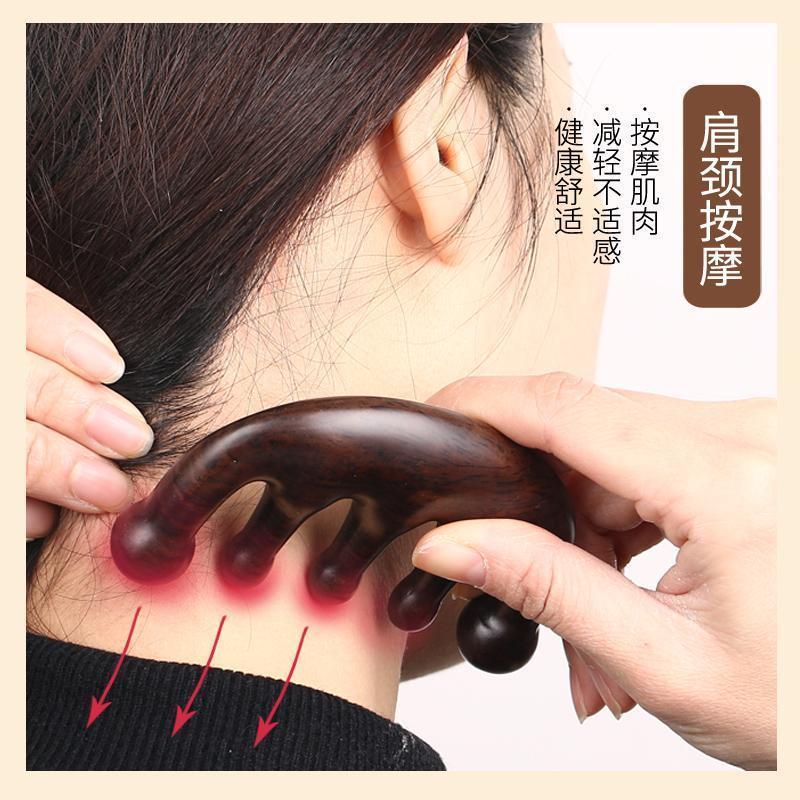Hair treatment special massage comb patent five-tooth meridian comb head massage comb handle authentic green sandalwood whole wood