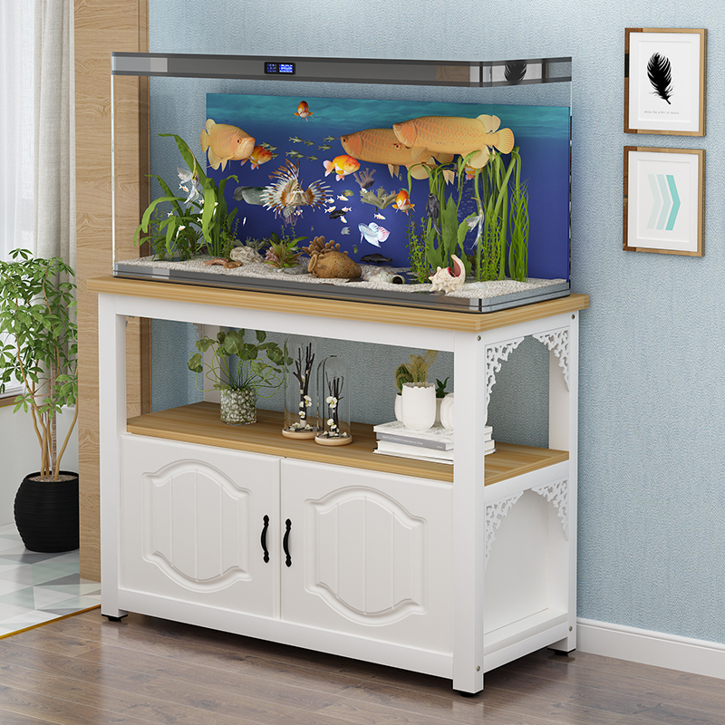 Small family sitting room aquarium fish tank bottom ark base grass aquarium metal frame, wrought iron European aquarium tank