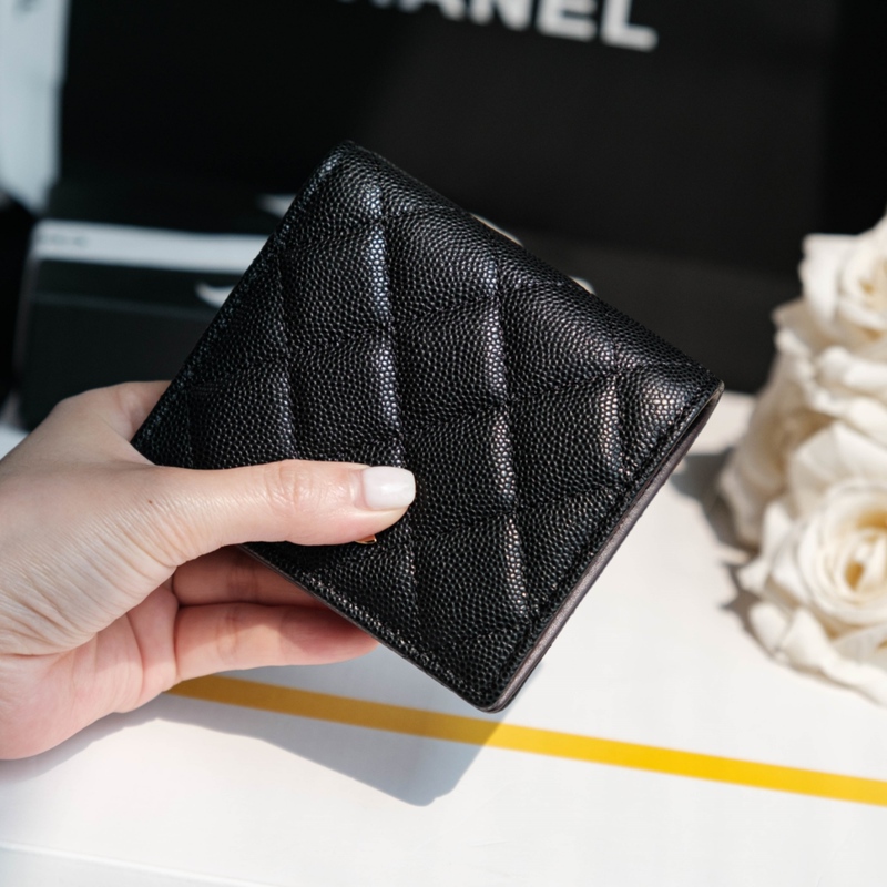 Cowhide 70% off Women's Short Wallet Coin Purse Caviar Pattern Ball Pattern Leather Wallet Plaid Card Holder Card Clip