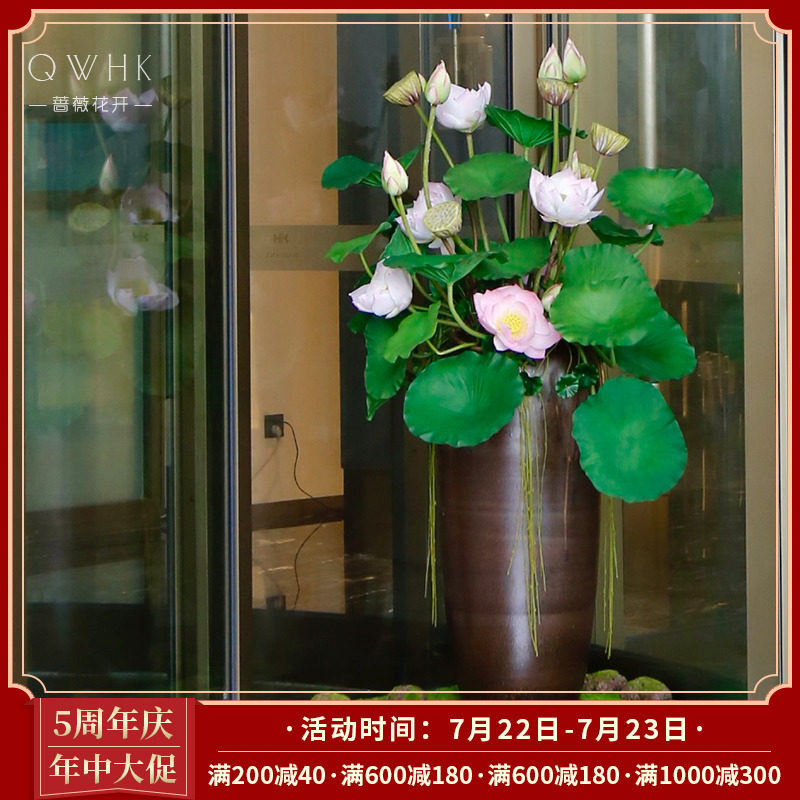 Hotel Swivel Door Floral Decoration Flower Hall Mall Simulation Flowers Large Floor Vases Fake Flower Pendulum Swatts Sample House Display Center