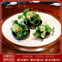 High-end High-end New Chinese Hotel Round Table Turntable Emulation Flower Table Flower Pendulum Flower Pendulum with Fake Flowers Furnishing big middle