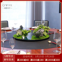 New Chinese hotel big round table turntable emulation flower middle table flower furnishing pieces high-end upscale micro landscape building scenery
