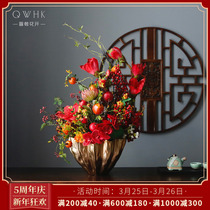 New Chinese emulated flower small swing piece living-room TV cabinet with flower table flower tea table top decoration flower fake flowers on both sides of the living room