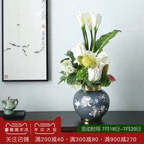 New Chinese fake flower simulation vase set living room high-grade quality silk flower natural wind entrance decorative flower decoration pieces