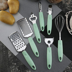 Creative plastic handle stainless steel kitchen household gadgets kitchen utensils egg opener bottle opener plate lift set.