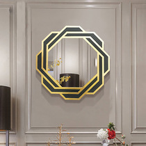 Modern light luxury Wrought iron decorative mirror Three-dimensional TV wall pendant Living room dining room wall decoration Metal entrance hanging mirror