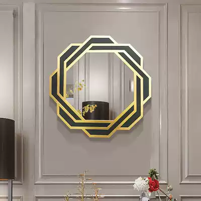Modern light luxury iron decorative mirror three-dimensional TV Wall pendant living room dining room wall decoration metal porch hanging mirror