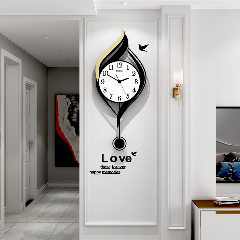 Nordic watches and clocks Living room Modern Light Extravagant Home Decoration Creative Clock Personality Fashion Nets Red Atmosphere Hanging