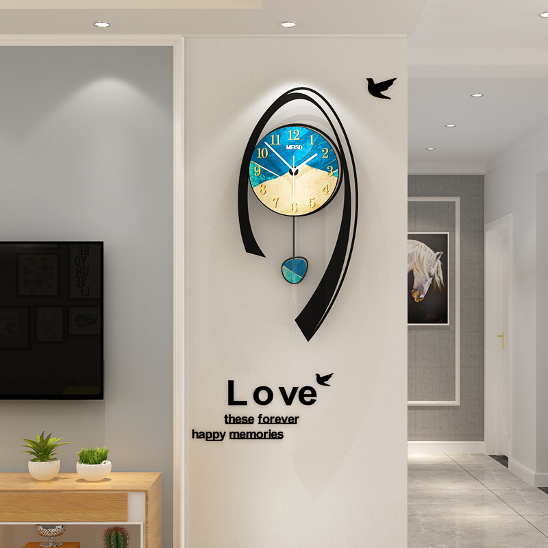 Nordic clock wall clock living room European style light luxury home fashion simple modern watch wall personality creative clock