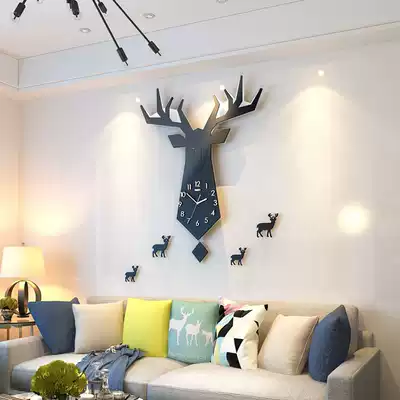 Deer head decorative wall clock living room home fashion Nordic creative clock modern simple personality clock bedroom mute