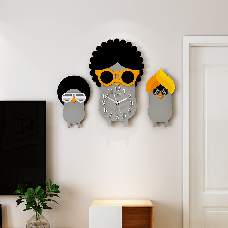 Creative Watches & Clocks Home Bedrooms Cute Kids Room Hanging Wall Hung Clock Living Room Fashion Trim minimalist Cartoon Hang Watch