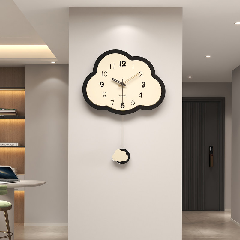 Cream Wind clock hanging bell Living room 2023 new minimalist modern creative clock hanging wall restaurant Xuanguan Decorative Painting-Taobao