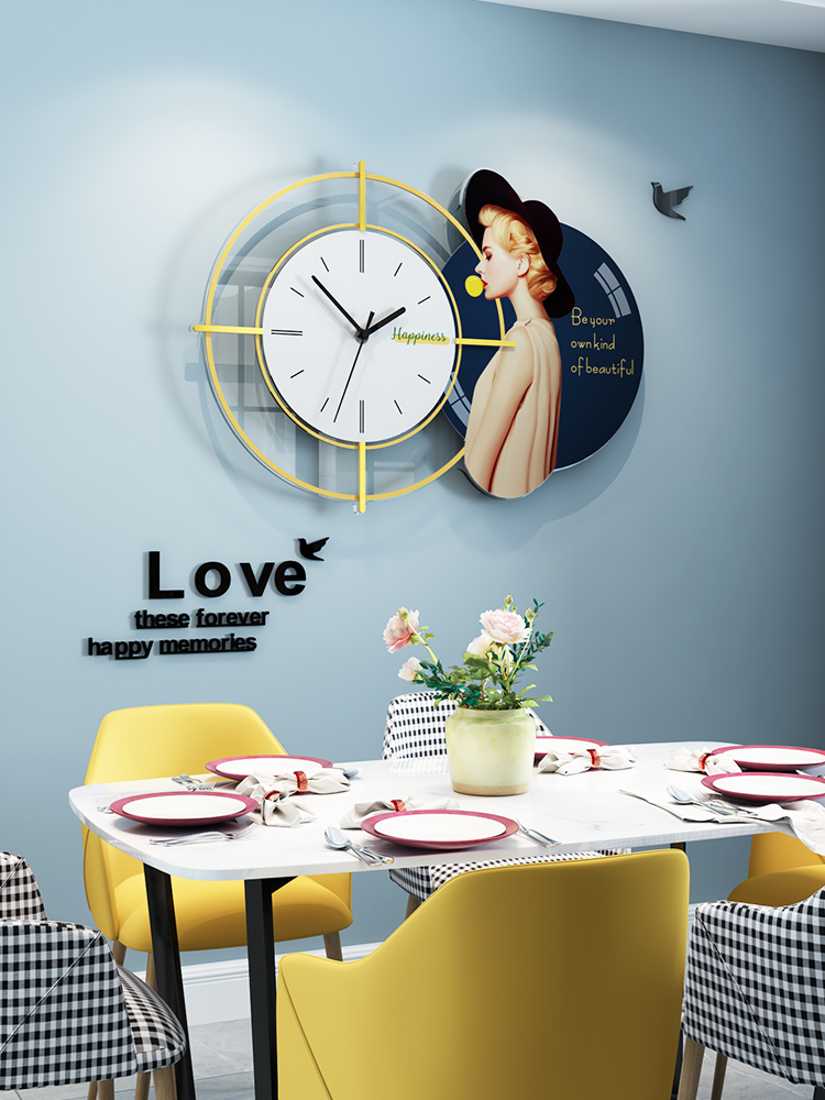 New wall clock living room household fashion light luxury watch Personality creative wall clock Simple modern Nordic hanging watch