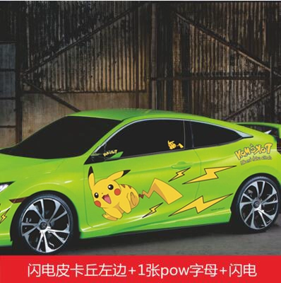 Pikachu dán xe ô tô dán phim hoạt hình dễ thương cửa xe chống trầy xước bao phủ cơ thể miếng dán sáng tạo cá tính dán xe các logo xe hơi 