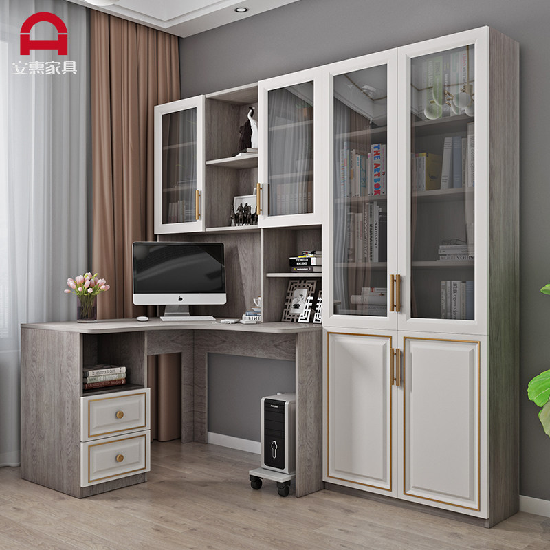 Light luxury corner computer desk bookcase combination learning desktop children desktop modern minimalist home student writing desk