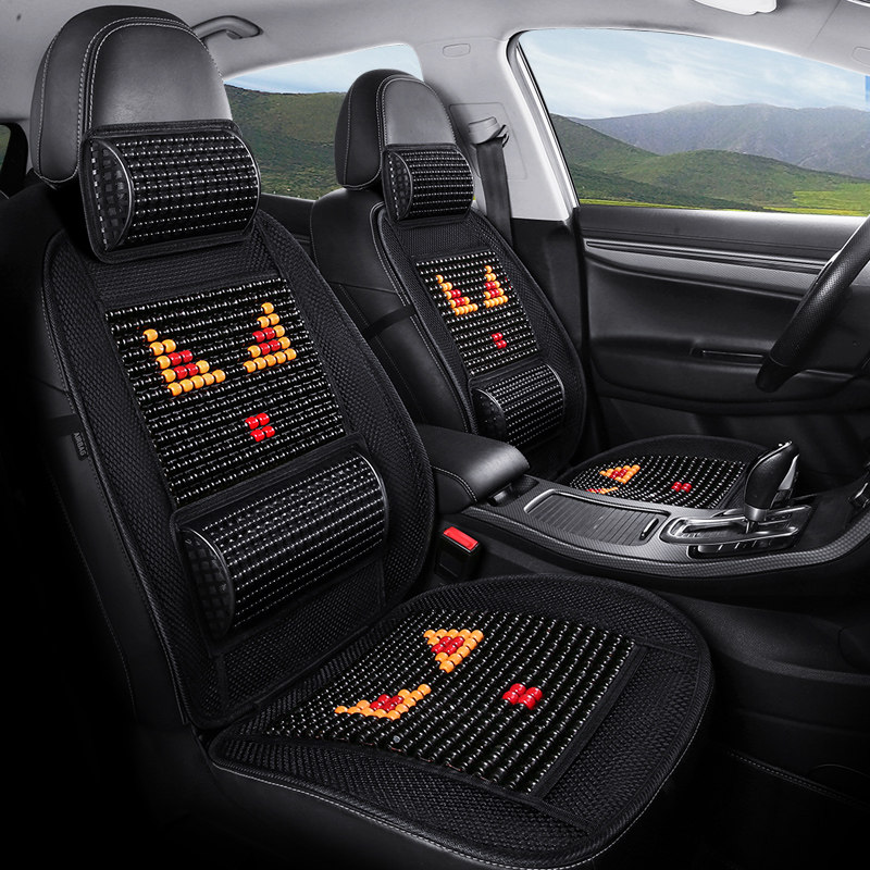 Car seat cushion summer ice silk cool cushion breathable wooden bead waist protection single-seater truck mat ventilated cool seat cushion