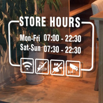 European style coffee shop shop opening hours Glass stickers window decoration high-end exquisite craftsmanship