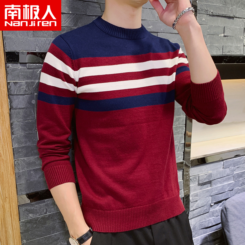 Nam Cực áo len nam 2019 mới bông Hàn Quốc phiên bản của xu hướng tính cách lỏng lẻo knitsweater đáy siphone của nam giới.