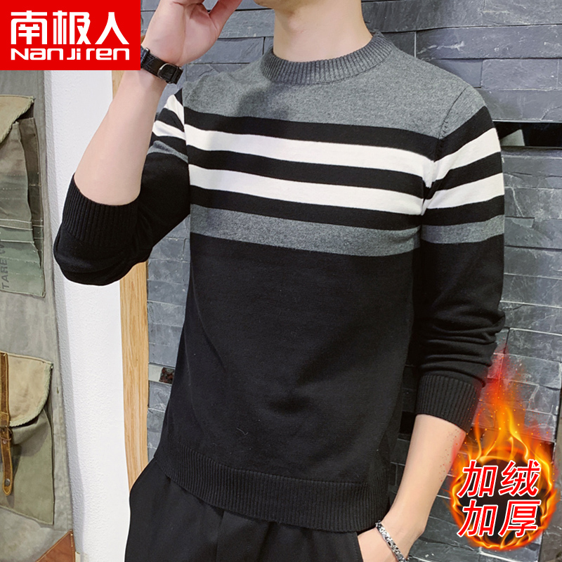 Nam Cực áo len nam 2019 mới bông Hàn Quốc phiên bản của xu hướng tính cách lỏng lẻo knitsweater đáy siphone của nam giới.