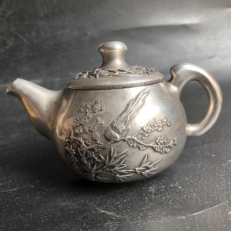 Ancient Play Bronze Ware silver jug Magpie Den Mei Auspicious Bronze Pot Kangxi Tongbao Character Bottom Utility Pot Handlebar Piece