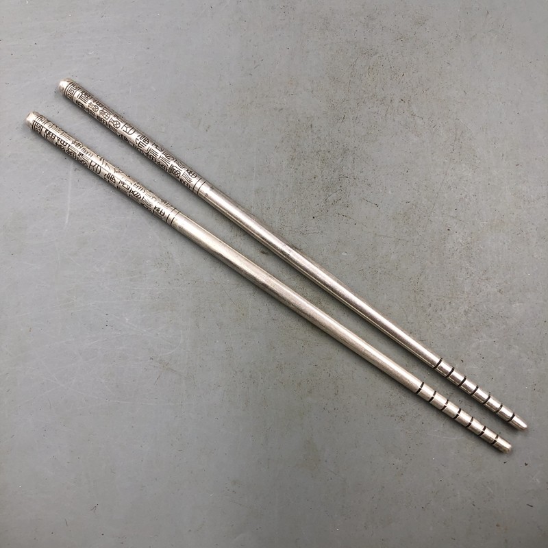 Antique Miscellaneous chopsticks pair of Baifu Baifu Baishou Qing Qianlong antique home decoration