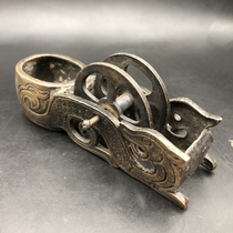 Bronzeware of the Republic of China ink fountain ink box Shuanglong woodworking tools home decoration ornaments retro crafts