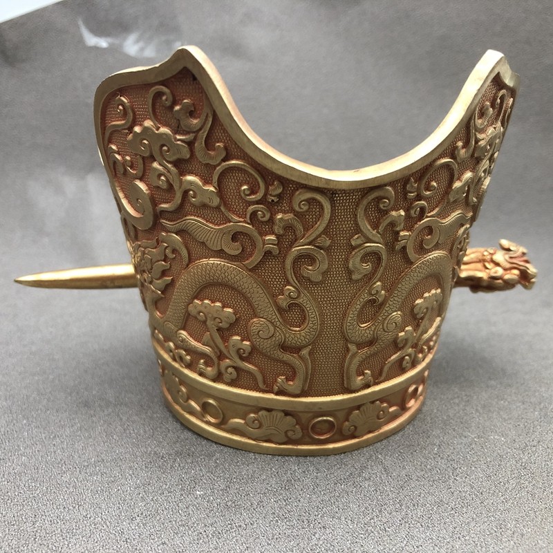 Antique miscellaneous hat swing double dragon hat flower retro copper - bronze - bronze - bronze - bronze - and - home process