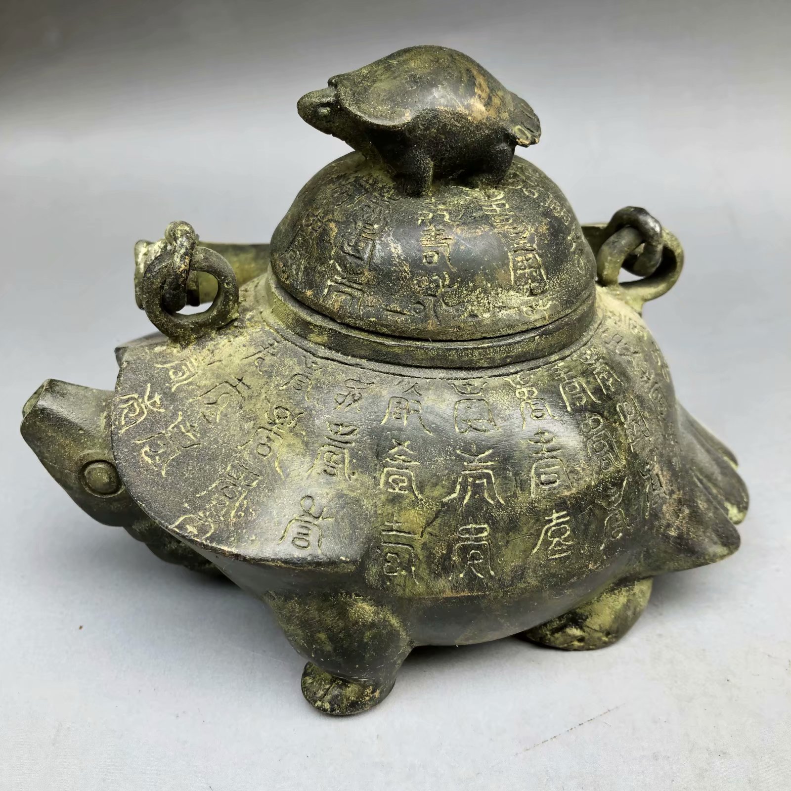 Bronze Ware Collection Retro Bronze Instrumental Bronze Silver Plated Brass Tortoise Shaped Tiliang Jug Home Decoration Pendulum-Taobao