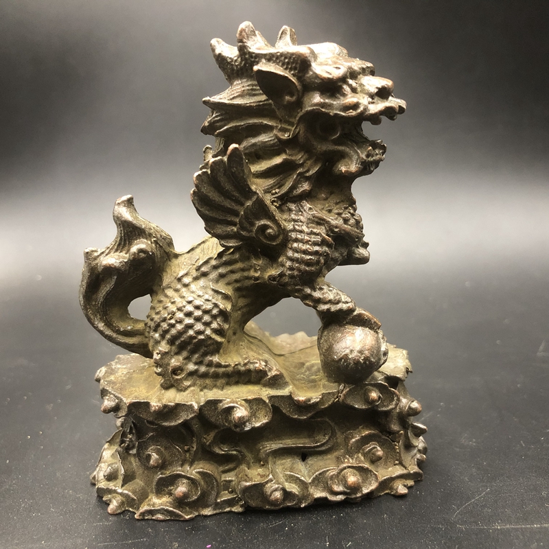 Ancient Play Miscellaneous Kirin Lions Dollar Treasure Home Craft Pendulum retro bronze ware