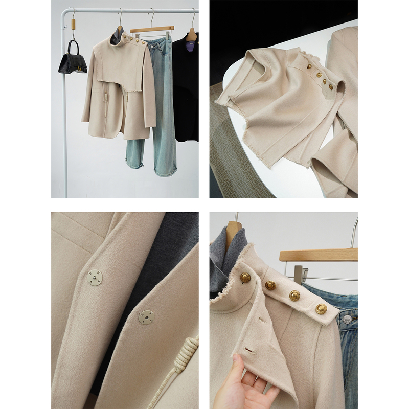 In Stock, Farewell 50% off Detachable Shawl~ Sheep Wool Drawstring Waist V-Neck Woolen Coat for Women `Tzzg098 In Stock, Farewell 50% off Detachable Shawl~ Sheep Wool Drawstring Waist V-Neck Woolen Coat for Women `Tzzg098