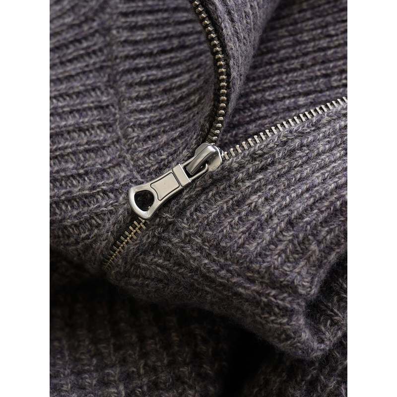 50% off 100% Wool/550G Thickened~ Diagonal Zipper Turtleneck Knitted Sweater for Women＜Qzzm212