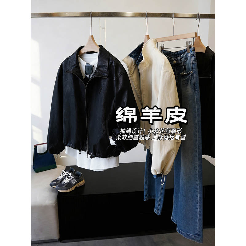 New Product Launch 20% off - Stylish ~ Fine Lambskin Leather Stand-Up Collar Handsome Flight Jacket `Rowzzw029T