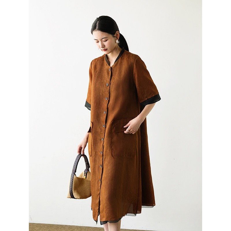 Premium Limited Edition 50% off 24mm Xiangyun Silk New Chinese Style Mulberry Silk Jacquard Dress for Women《Uyzm061》